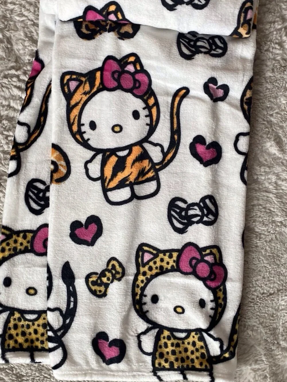 Hello Kitty Animal Print Soft Throw Blanket 50” X 70” Tiger Zebra Cheetah NEW